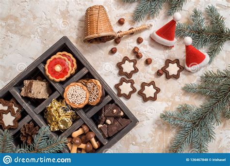 Intimate celebrations take place in austrian homes and enjoying the meal. Christmas Or New Year Homemade Sweet Present In White Box ...