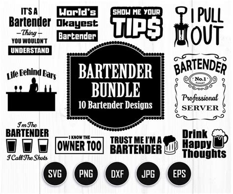 Bartender Svg Bundle Bar Svg Server Svg Bartender Cut Etsy