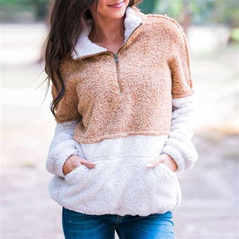 Two Toned Fuzzy Sherpa Fleece Pullover Sunifty