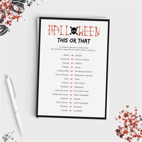 Halloween Game For Adults Or Teens This Or That Fun Etsy In 2020