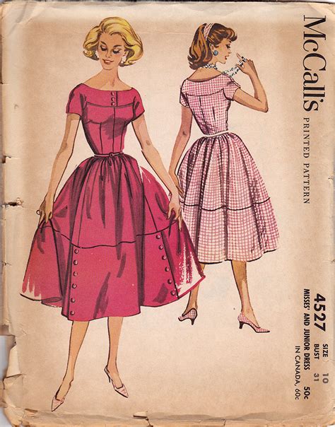1950s Vintage Sewing Pattern Mccalls 4527 Misses Dress Wesewretro