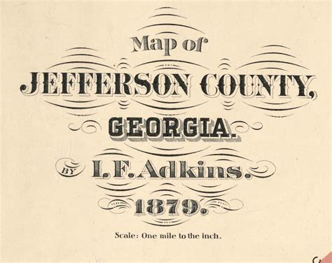Jefferson County Old 1879 Map Georgia Wall Map With Etsy