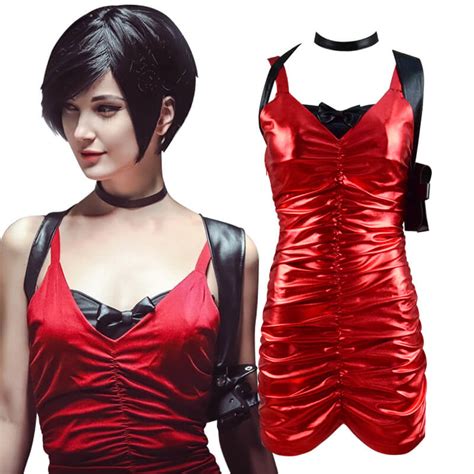 resident evil 2 remake ada wong cosplay costume red dress outfit for s accosplay