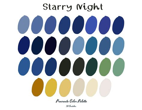 Starry Night Color Palette Procreate Palette Color Swatch Etsy Ireland