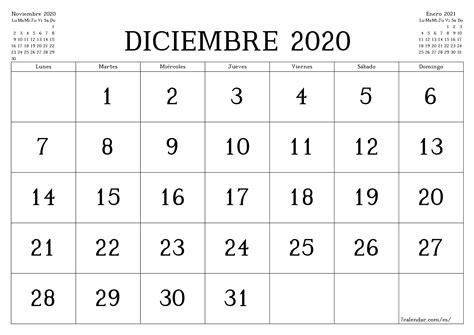 Diciembre 2020 Calendario Calendario 2020 Diciembre Calendario 2019