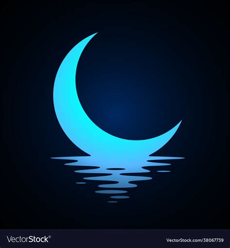 Moon Logo Design Crescent Above Water Half Vector Image