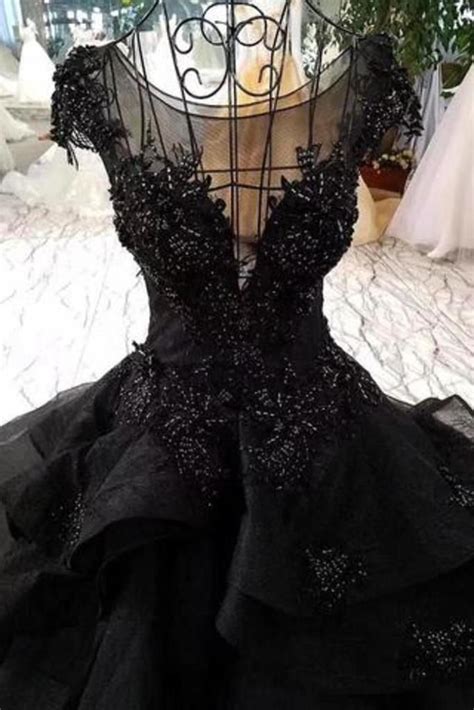 There is a big range of ball gown wedding dresses. Gorgeous Black Ball Gown Wedding Dress With Cap Sleeves ...