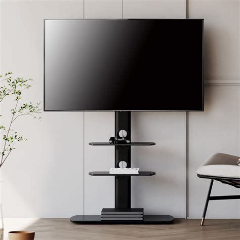 Fitueyes Floor Tv Stand With Swivel Mount For 32 To 65 Inch Tv Tempered