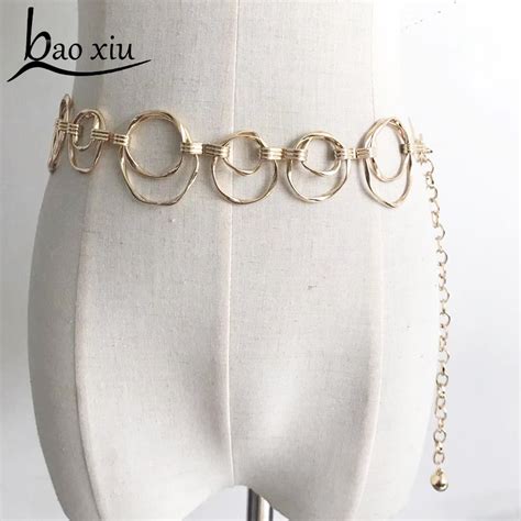 Sexy Women Gold Metal Waist Long Fringe Tassel Chain Dress Fashion