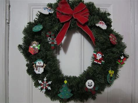 Christmas Wreath With Ornamentsornaments Made Out Of Perler Beads