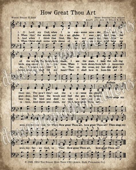 How Great Thou Art Print Printable Vintage Sheet Music Etsy Hymn Sheet Music Christmas