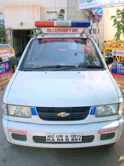 Traffic Speed Cop Car In Bangalore India Image Free Stock Photo