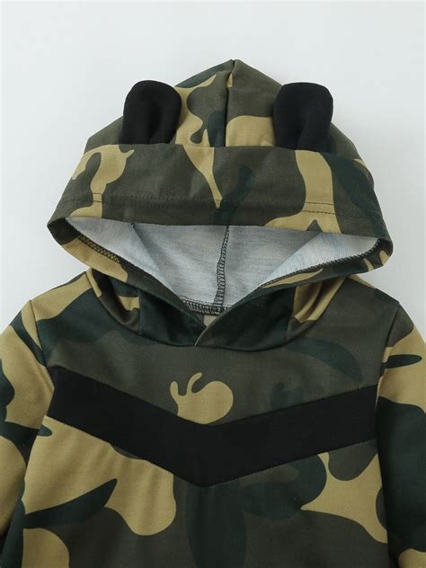 Wholesale 2 Pieces Baby Boy Camouflage Set Hooded Bodys