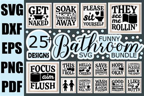 Funny Bathroom Quotes Svg Bundle 40 Designs Cut File Clipart By