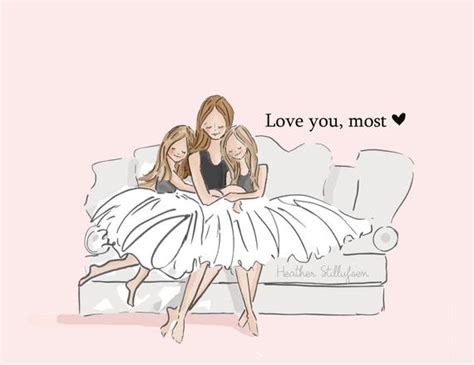 Mom And Daughter Art Love You Most With By