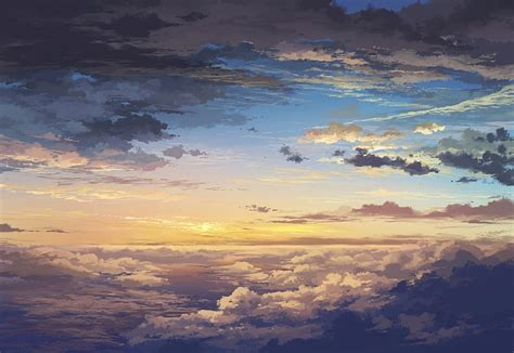 Hd Wallpaper Cloudy Blue Sky 5 Centimeters Per Second Clouds Anime