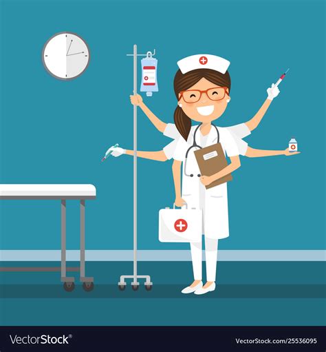 Nurse Multitasking At Hospital Royalty Free Vector Image