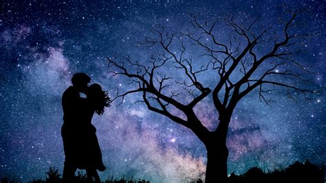 Couple Wallpaper 4k Night Romantic Kiss Silhouette