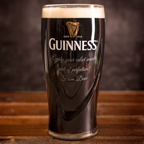 Engraved Guinness Pint Glass Personalised With Your Message Etsy