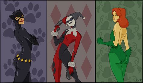 Catwoman Harley Quinn And Poison Ivy By Sofibs On Deviantart