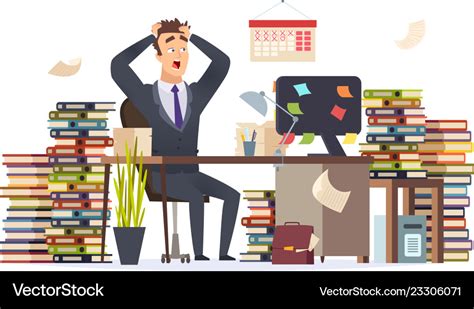 Overworked Businessman Stressed Frustrated Vector Image