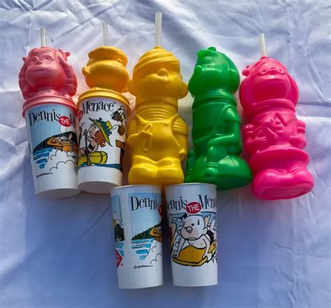 Vintage Dairy Queen Dq Dennis The Menace Plastic Cups 7 1996 Lot Of 7
