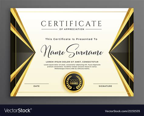 Creative Certificate Template With Luxury Golden Vector Image