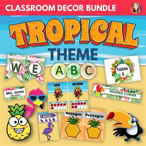 Tropical Classroom Decor Set Editable Etsy