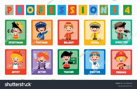 Set Various Cartoon Professions Stock Vector Royalty Free 2133662691