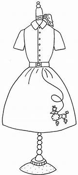 Coloring Dress Poodle Skirt Embroidery Form 1950s Patterns Sock Hop Pattern Designs Applique Cross Skirts Dresses Crafts 50s Forms Para sketch template