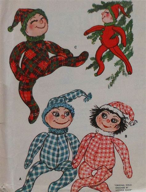 Vintage Christmas Elf Doll Sewing Pattern | Christmas elf doll, Vintage