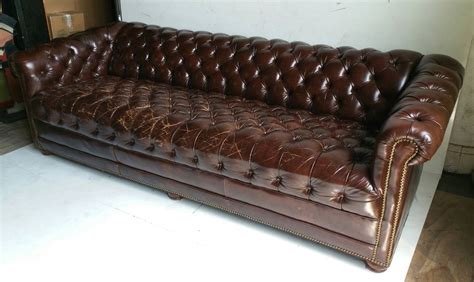 Brown Leather Button Tufted Chesterfield Sofa Classic At 1stdibs