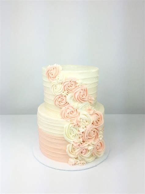 Peach And White Ombre Wedding Cake With Buttercream Rosettes
