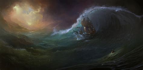 Storm Waves Ship Sea Man Hd Wallpaper