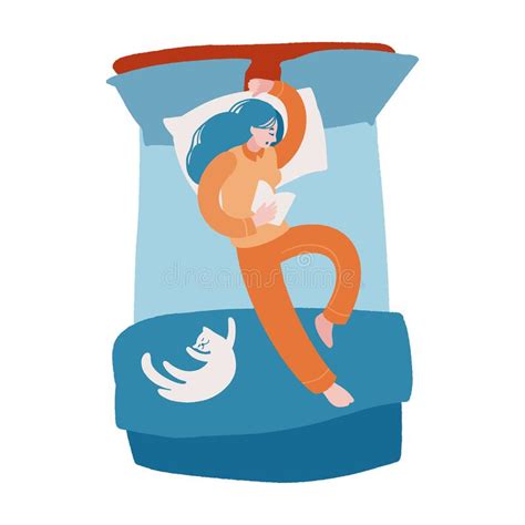 Young Woman Sleeps In Bed Girl In Pajama Nap On Linens Pillows And Blanket Stock Vector