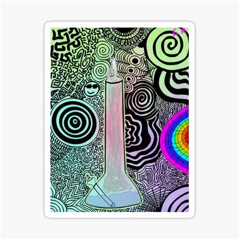 Green Trippy Bong Drawing Sticker By Erinready Redbubble