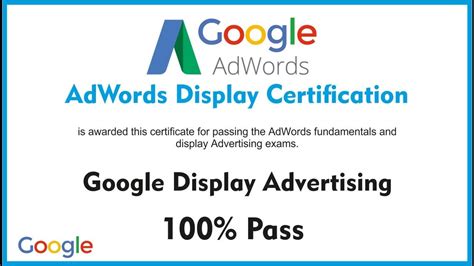 There are six google ads certifications available today: Google Adwords Display Advertising Exam 2017 with 94% ...