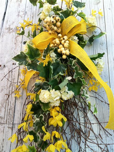 Yellow Spring Door Swag Forsythia Birch Door Wreath Etsy