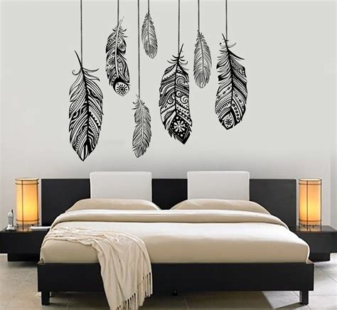 Wall Vinyl Decal Feather Romantic Bedroom Dreamcatcher Decor Unique