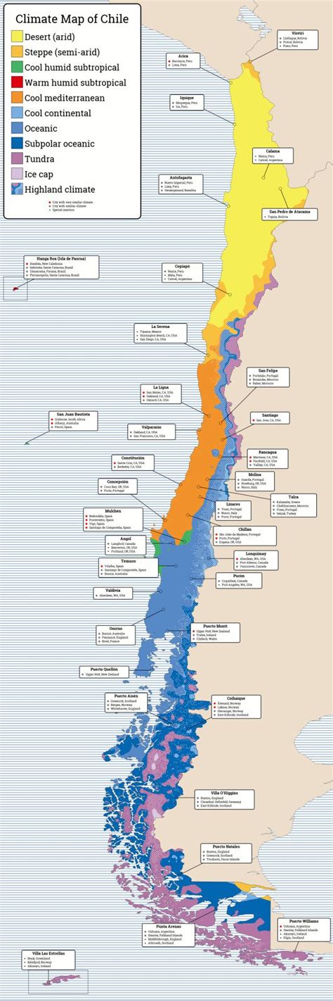 Chile Climate Map Map Of Chile Climate South America Americas