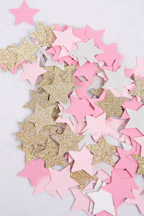 200 Pink And Gold Glitter Star Birthday Confetti Twinkle Etsy