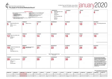 Lectionary For United Methodist Church 2020 Template Calendar Design Ab1