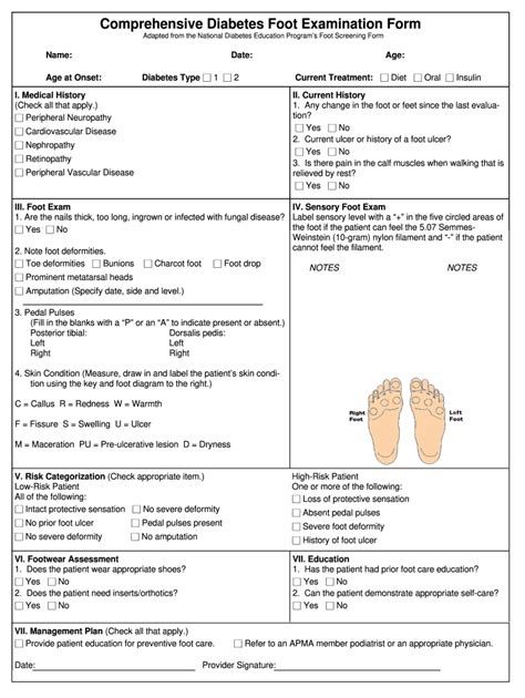 Diabetic Foot Exam Form Fill Out And Sign Online Dochub