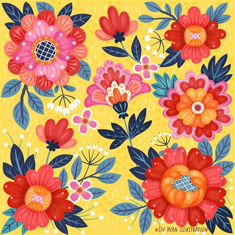 Bohemian Floral Illustration Pattern on Behance