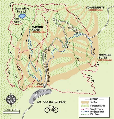 Trail Map Mt Shasta Ski Park Mount Shasta California Map