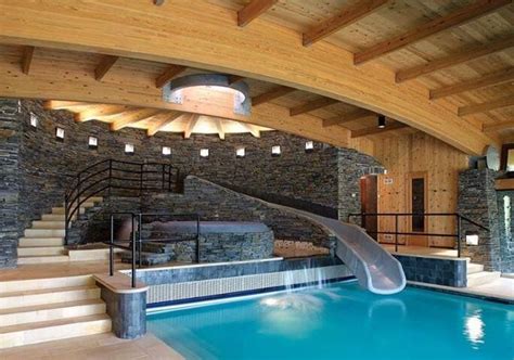 Indoor Pool With Slide Pool Houses Dream House New England Homes