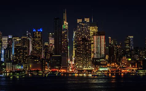 Download Wallpapers Manhattan 4k New York Nightscapes Cityscapes