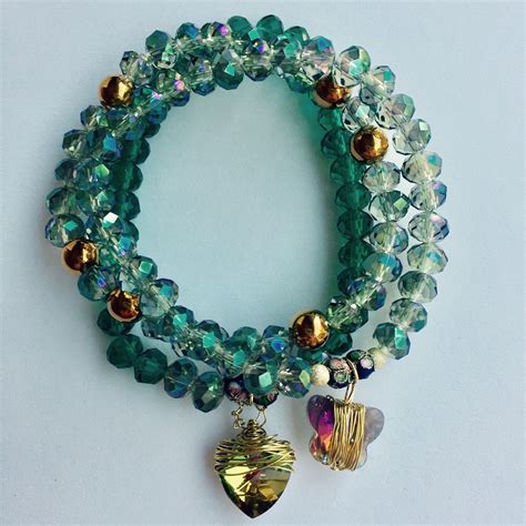 Set Of 3 Crystal Bead Bracelets Crystal Beads Bracelet Bead Charm