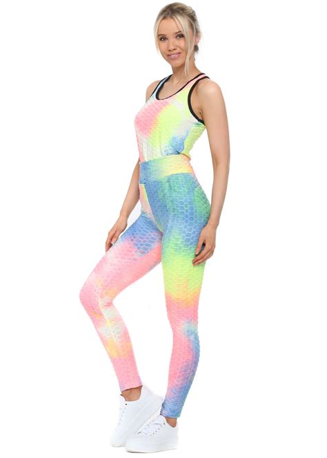 In flowers, plants, fruits and veggies. Neon Tie Dye Vest & Leggings Gym Set | Designer Desirables