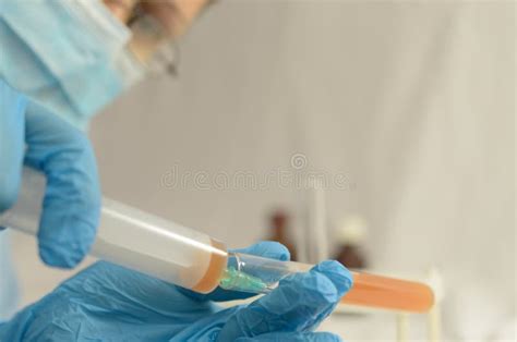 The Doctor Makes Tests With A Biological Fluid Stock Image Image Of